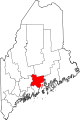 Karte, das Waldo County markiert