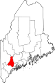 Karte, das Androscoggin County markiert