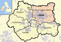Lage von Leeds im West Yorkshire County
