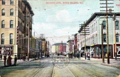 Die Innenstadt von Rock Island auf einer Postkarte von 1911